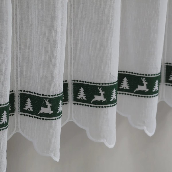 Firana zazdrostka świąteczna choinki renifery zielony 267 – Do kuchni – zdjęcie 2