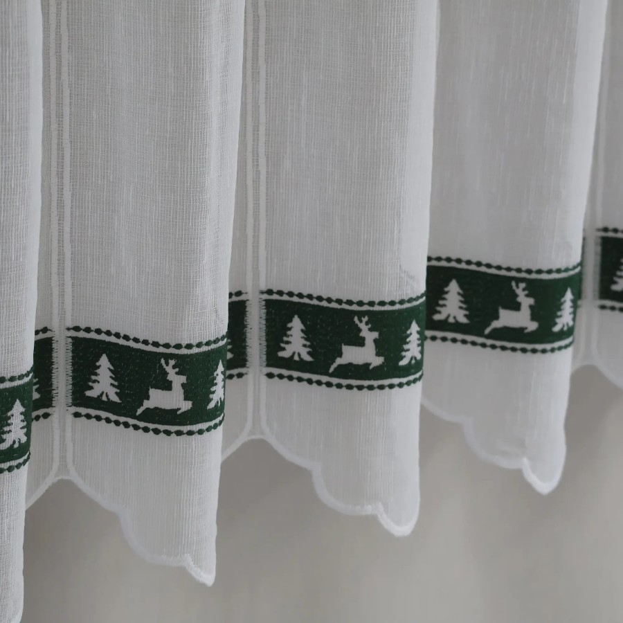 Firana zazdrostka świąteczna choinki renifery zielony 267 – Do kuchni – zdjęcie 2