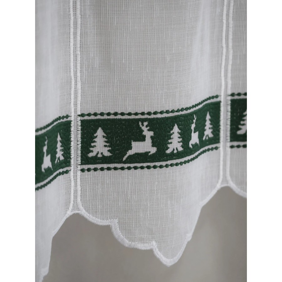 Firana zazdrostka świąteczna choinki renifery zielony 267 – Do kuchni – zdjęcie 7