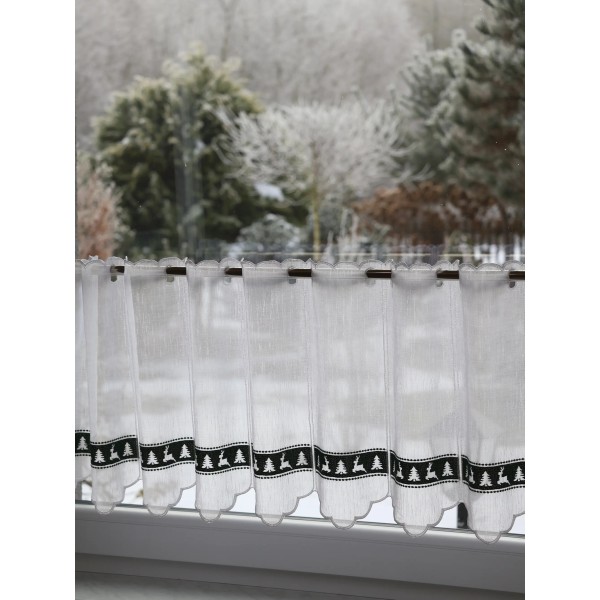 Firana zazdrostka świąteczna choinki renifery zielony 267 – Do kuchni – zdjęcie 3