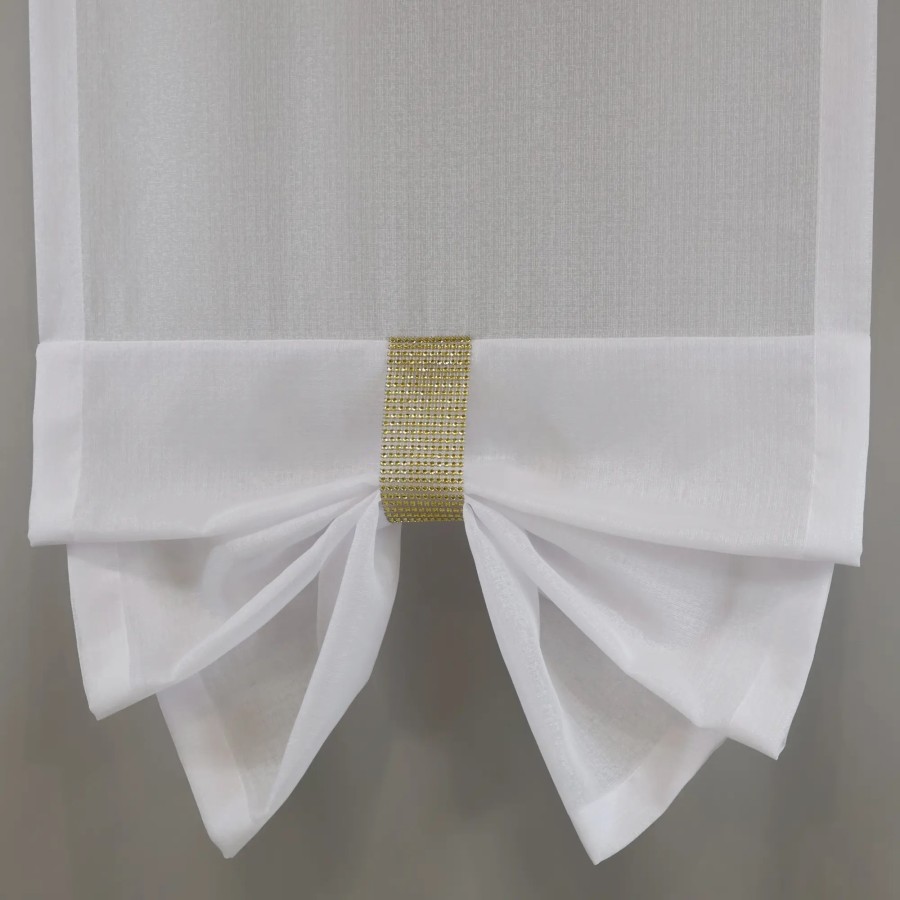 Firana panelowa biały woal sable złote cyrkonie 351 – Firany – zdjęcie 1