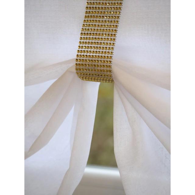 Firana panelowa biały woal sable złote cyrkonie 351 – Firany – zdjęcie 4