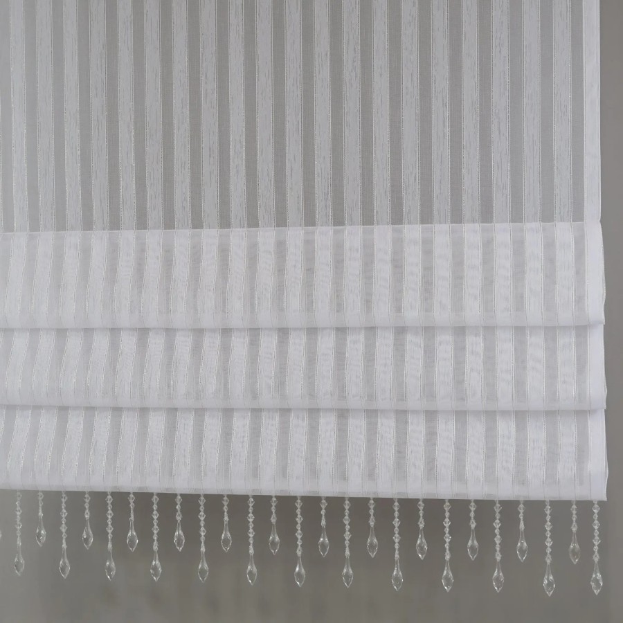 Firana panel roletka z koralikami paski złote 353 – Firany – zdjęcie 1