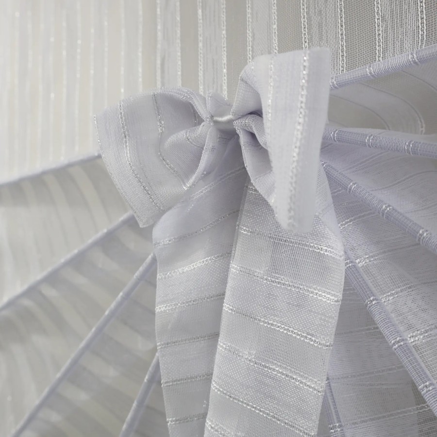 Firana panelowa wachlarz biała siateczka srebrne dodatki 354 – Firany – zdjęcie 5