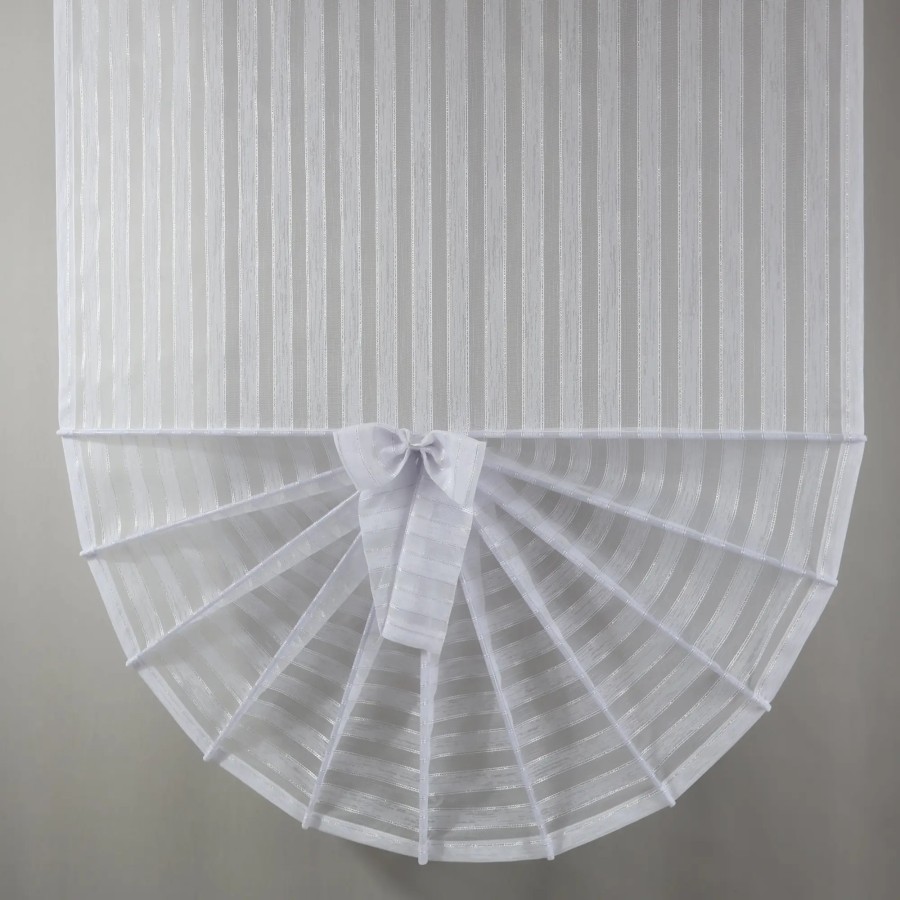 Firana panelowa wachlarz biała siateczka srebrne dodatki 354 – Firany – zdjęcie 1