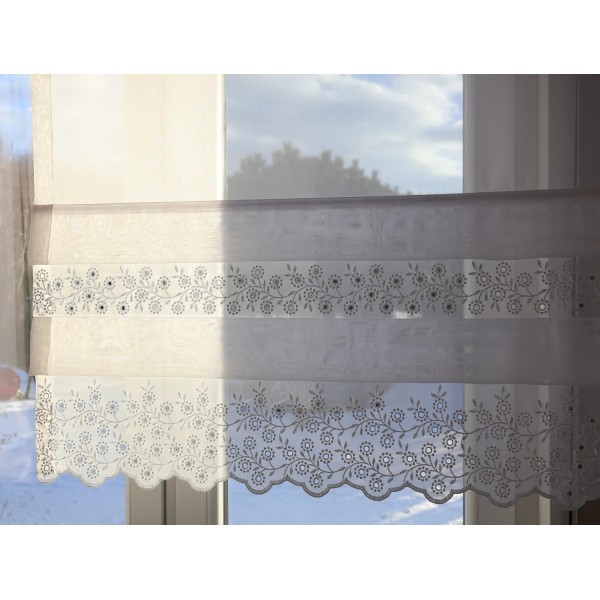 Firana panelowa z woal ozdobnym haftem i zakładkami 357 – Firany – zdjęcie 2