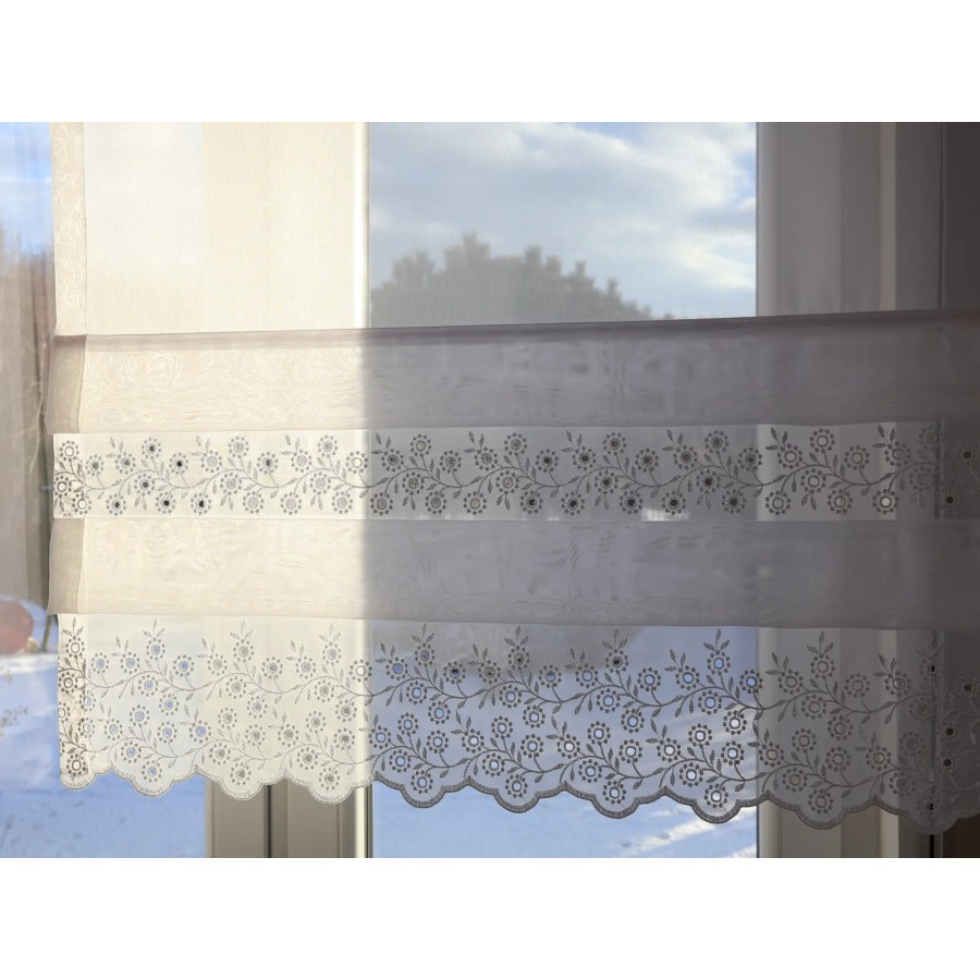 Firana panelowa z woal ozdobnym haftem i zakładkami 357 – Firany – zdjęcie 2