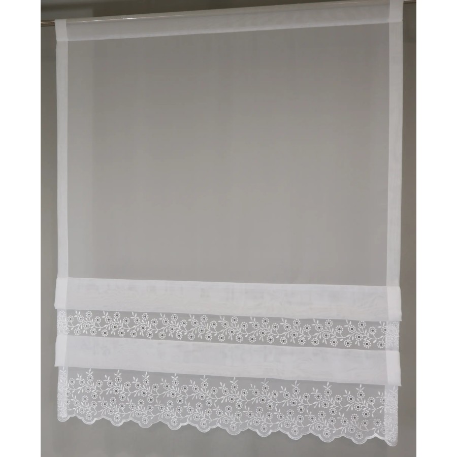 Firana panelowa z woal ozdobnym haftem i zakładkami 357 – Firany – zdjęcie 1