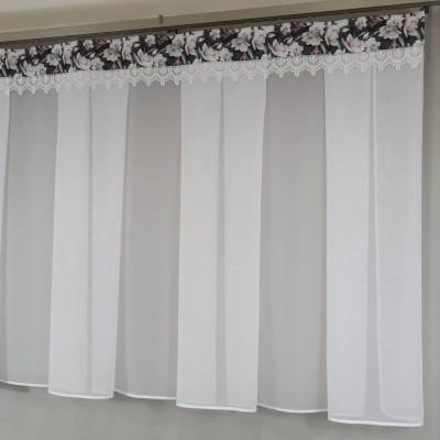 Prosta firana z białego woalu gipiura wzór kwiatowy 358 – Firany – zdjęcie 1