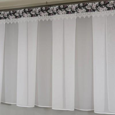 Prosta firana z białego woalu gipiura wzór kwiatowy 358 – Firany – zdjęcie 4