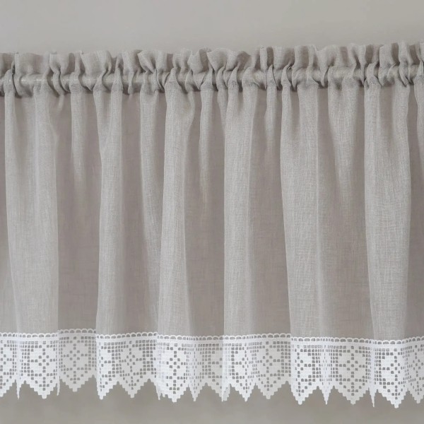 Firana do kuchni zazdrostka z gipiurą szara 359 – Do kuchni – zdjęcie 1