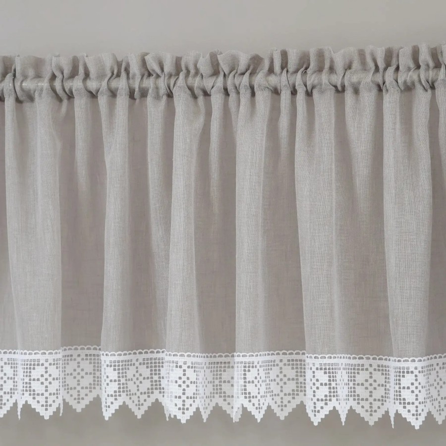 Firana do kuchni zazdrostka z gipiurą szara 359 – Do kuchni – zdjęcie 1