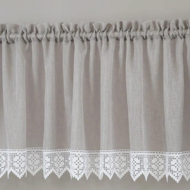 Firana do kuchni zazdrostka z gipiurą szara 359 – Do kuchni – zdjęcie 1