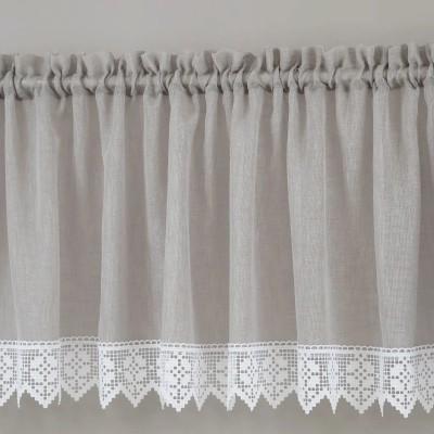 Firana do kuchni zazdrostka z gipiurą szara 359 – Do kuchni – zdjęcie 1