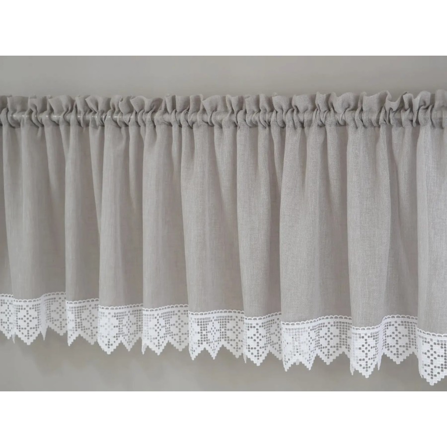 Firana do kuchni zazdrostka z gipiurą szara 359 – Do kuchni – zdjęcie 2