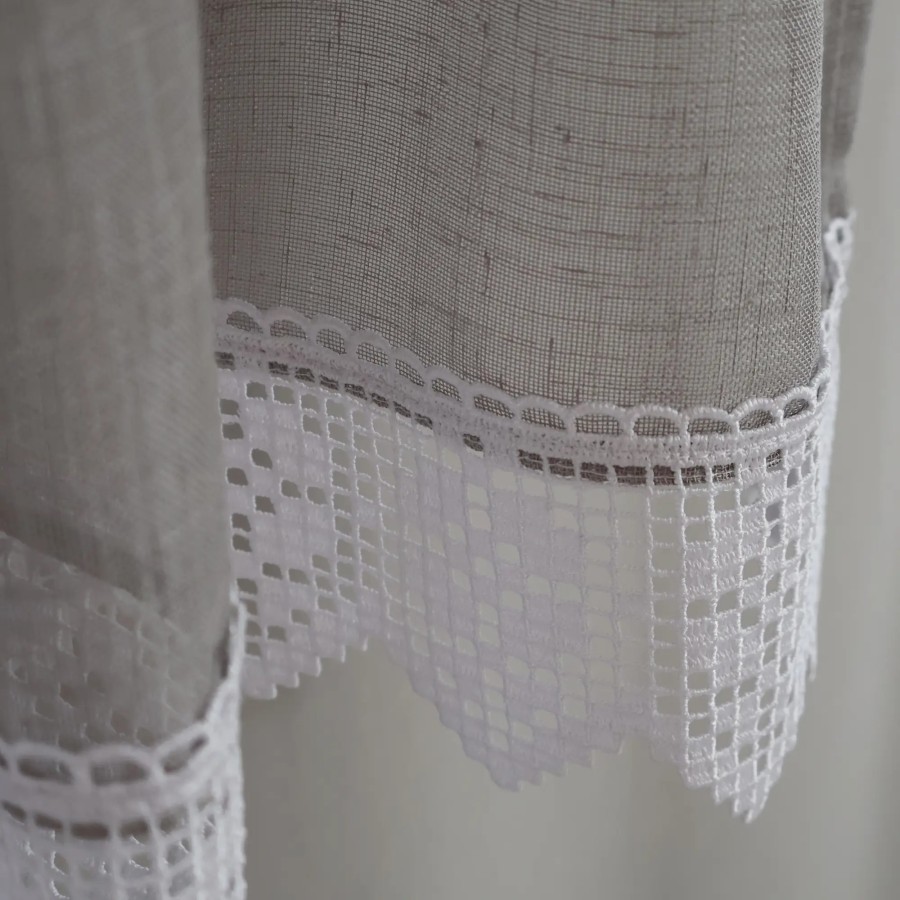 Firana do kuchni zazdrostka z gipiurą szara 359 – Do kuchni – zdjęcie 4