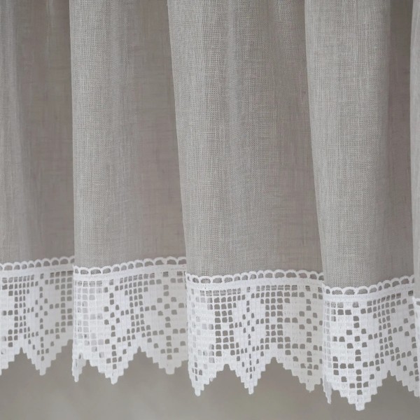 Firana do kuchni zazdrostka z gipiurą szara 359 – Do kuchni – zdjęcie 3