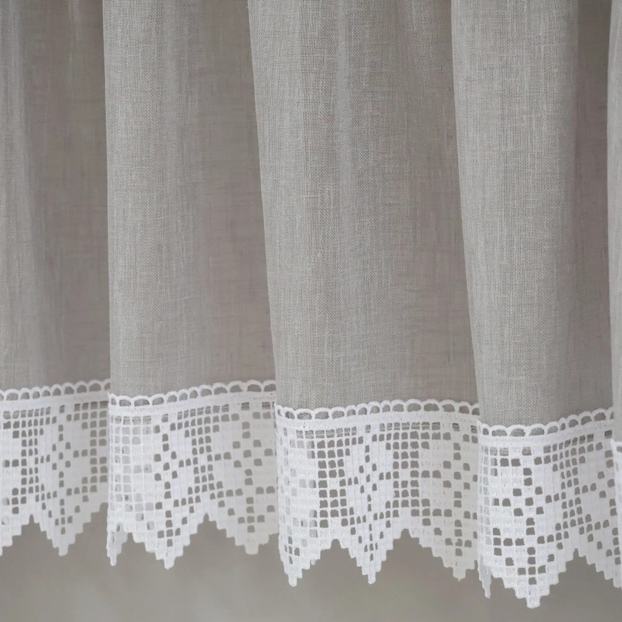 Firana do kuchni zazdrostka z gipiurą szara 359 – Do kuchni – zdjęcie 3