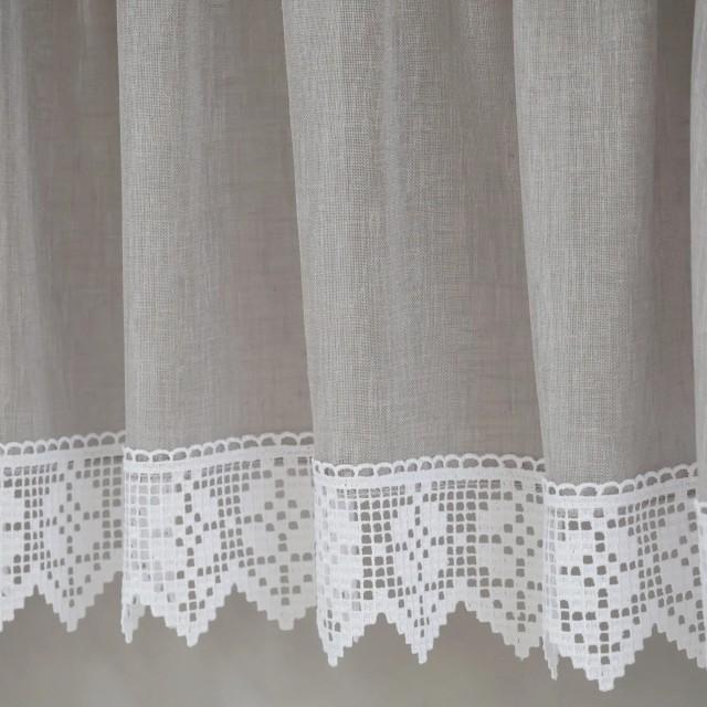 Firana do kuchni zazdrostka z gipiurą szara 359 – Do kuchni – zdjęcie 3