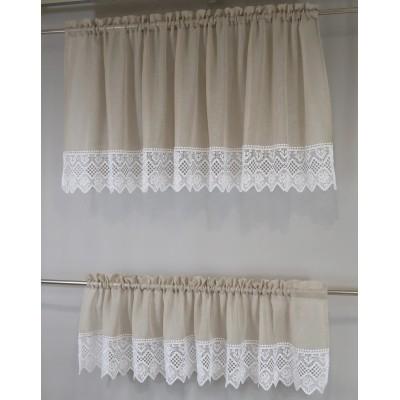 Firana do kuchni komplet beżowy z gipiurą 360 – Do kuchni – zdjęcie 2