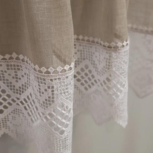 Firana do kuchni komplet beżowy z gipiurą 360 – Do kuchni – zdjęcie 4