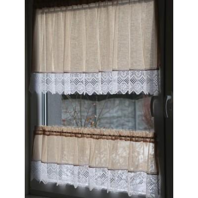 Firana do kuchni zazdrostka beżowa z białą gipiurą 361 – Do kuchni – zdjęcie 4