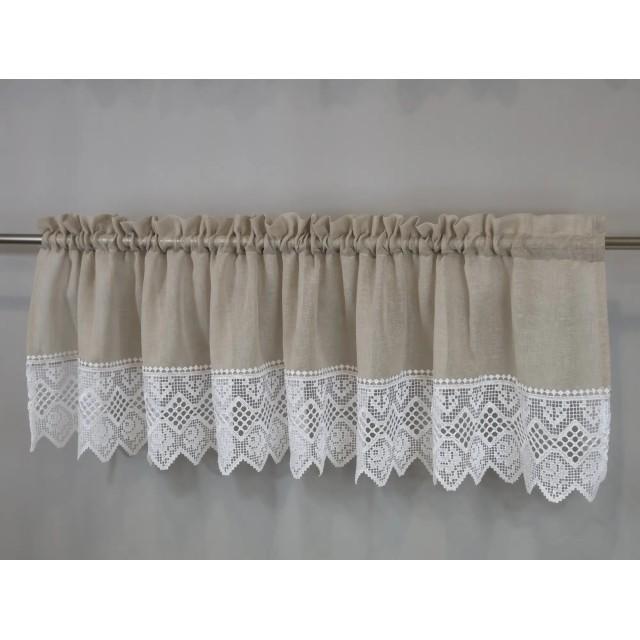 Firana do kuchni zazdrostka beżowa z białą gipiurą 361 – Do kuchni – zdjęcie 2