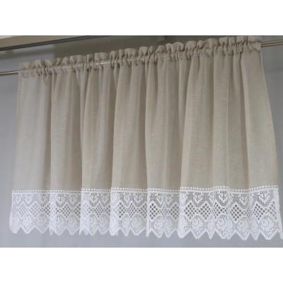 Firana do kuchni zazdrostka beżowa z białą gipiurą 361 – Do kuchni – zdjęcie 3