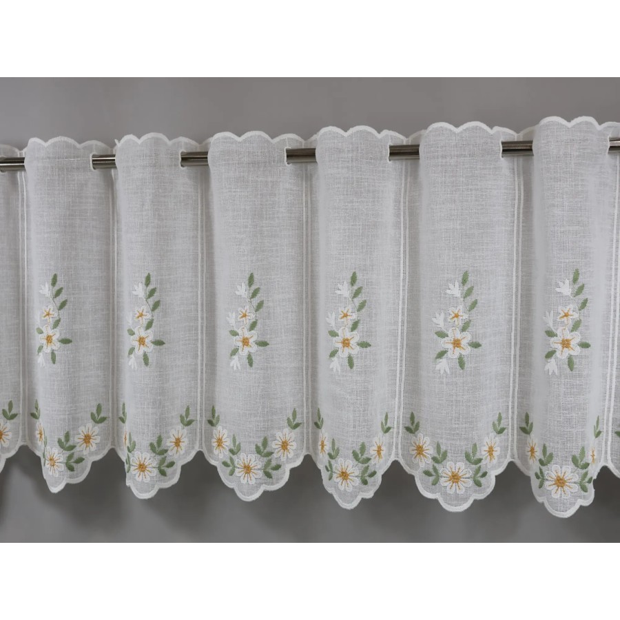 Firana zazdrostka kwiatki wiosenna naturalny wygląd 362 – Do kuchni – zdjęcie 3