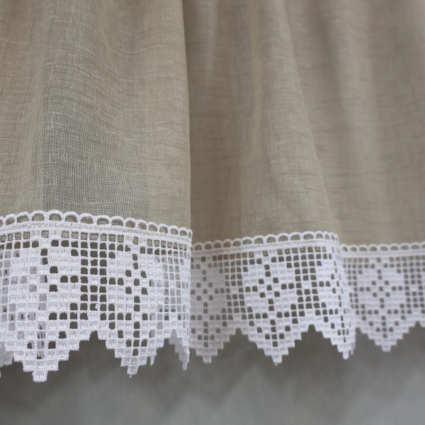 Firana do kuchni zazdrostka z gipiurą beżowa 365 – Do kuchni – zdjęcie 4
