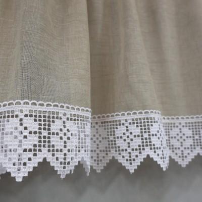 Firana do kuchni zazdrostka z gipiurą beżowa 365 – Do kuchni – zdjęcie 4