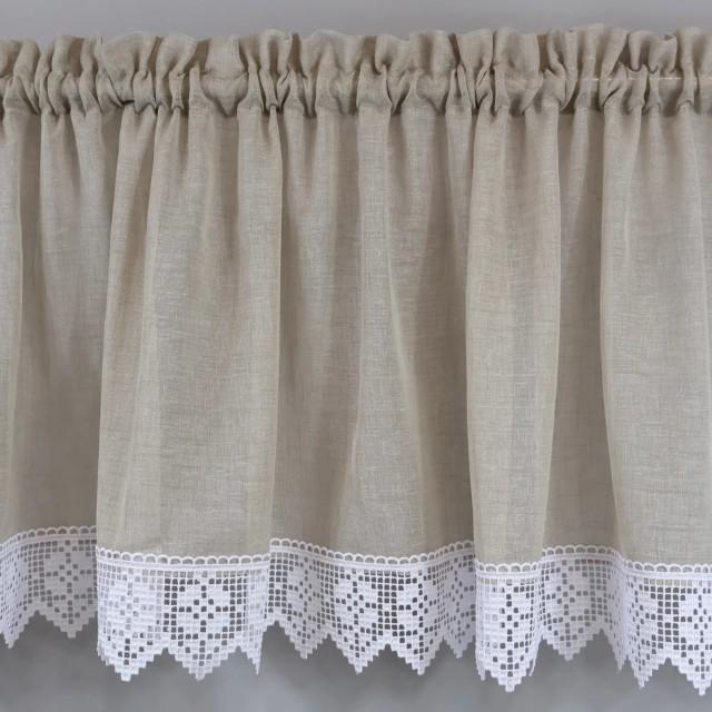 Firana do kuchni zazdrostka z gipiurą beżowa 365 – Do kuchni – zdjęcie 1