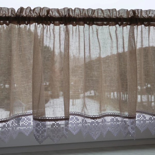 Firana do kuchni zazdrostka z gipiurą beżowa 365 – Do kuchni – zdjęcie 2