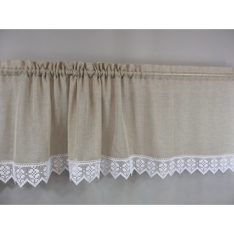 Firana do kuchni zazdrostka z gipiurą beżowa 365 – Do kuchni – zdjęcie 3