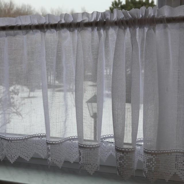 Firana do kuchni zazdrostka z gipiurą biała 366 – Do kuchni – zdjęcie 3