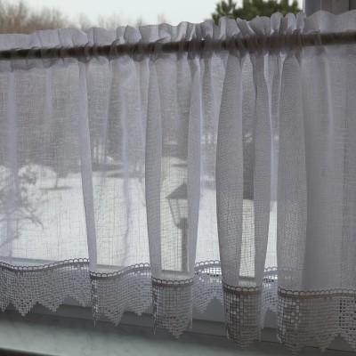 Firana do kuchni zazdrostka z gipiurą biała 366 – Do kuchni – zdjęcie 3