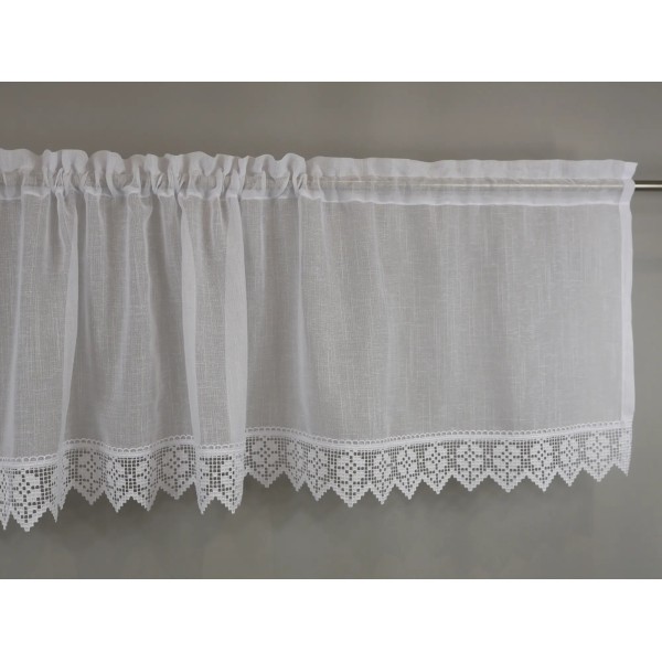 Firana do kuchni zazdrostka z gipiurą biała 366 – Do kuchni – zdjęcie 2
