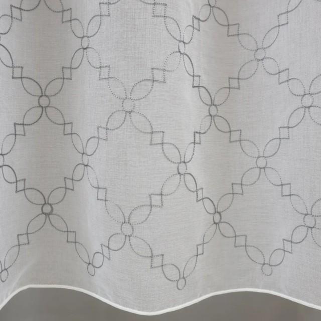 Firana z haftem geometrycznym – wzór marokański szary 367 – Firany – zdjęcie 1