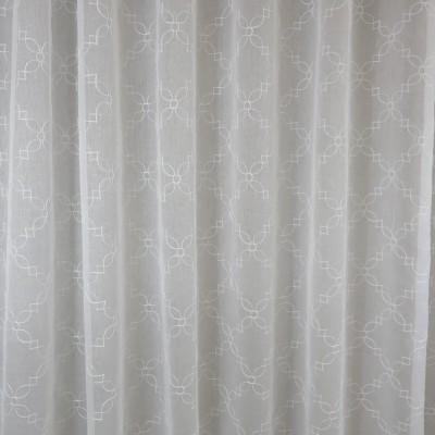 Firana z haftem geometrycznym – wzór marokański biały 368 – Firany – zdjęcie 2