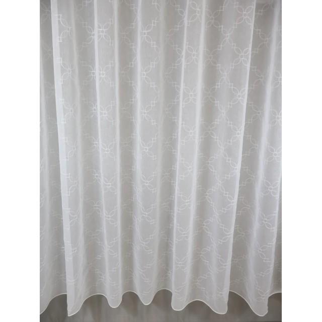 Firana z haftem geometrycznym – wzór marokański biały 368 – Firany – zdjęcie 3