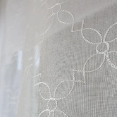 Firana z haftem geometrycznym – wzór marokański biały 368 – Firany – zdjęcie 5