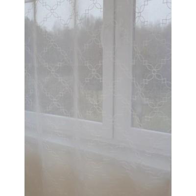 Firana z haftem geometrycznym – wzór marokański biały 368 – Firany – zdjęcie 4