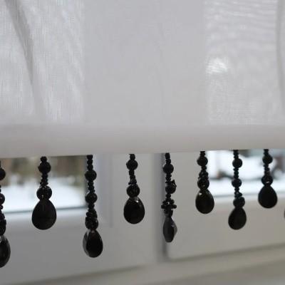 Firana panelowa biało-szara z koralikami 374 – Firany – zdjęcie 3