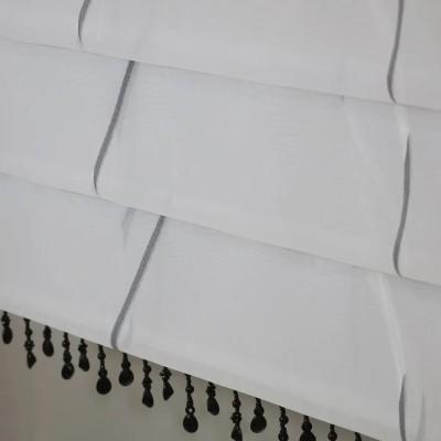 Firana panelowa biało-szara z koralikami 374 – Firany – zdjęcie 2