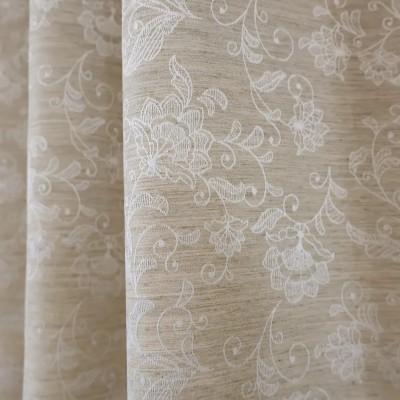 Zasłona beżowa z subtelnym wzorem roślinnym 376 – Zasłony – zdjęcie 1
