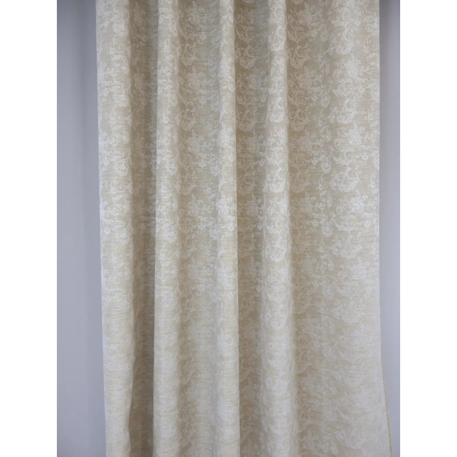 Zasłona beżowa z subtelnym wzorem roślinnym 376 – Zasłony – zdjęcie 3