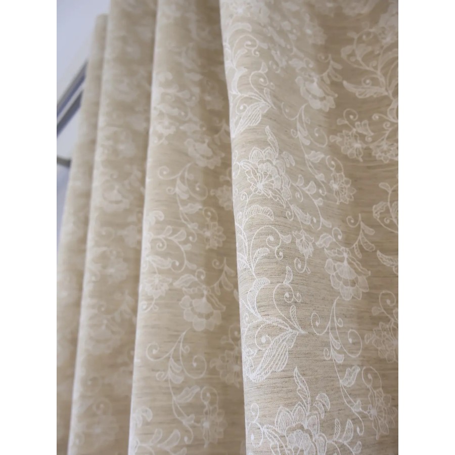 Zasłona beżowa z subtelnym wzorem roślinnym 376 – Zasłony – zdjęcie 5