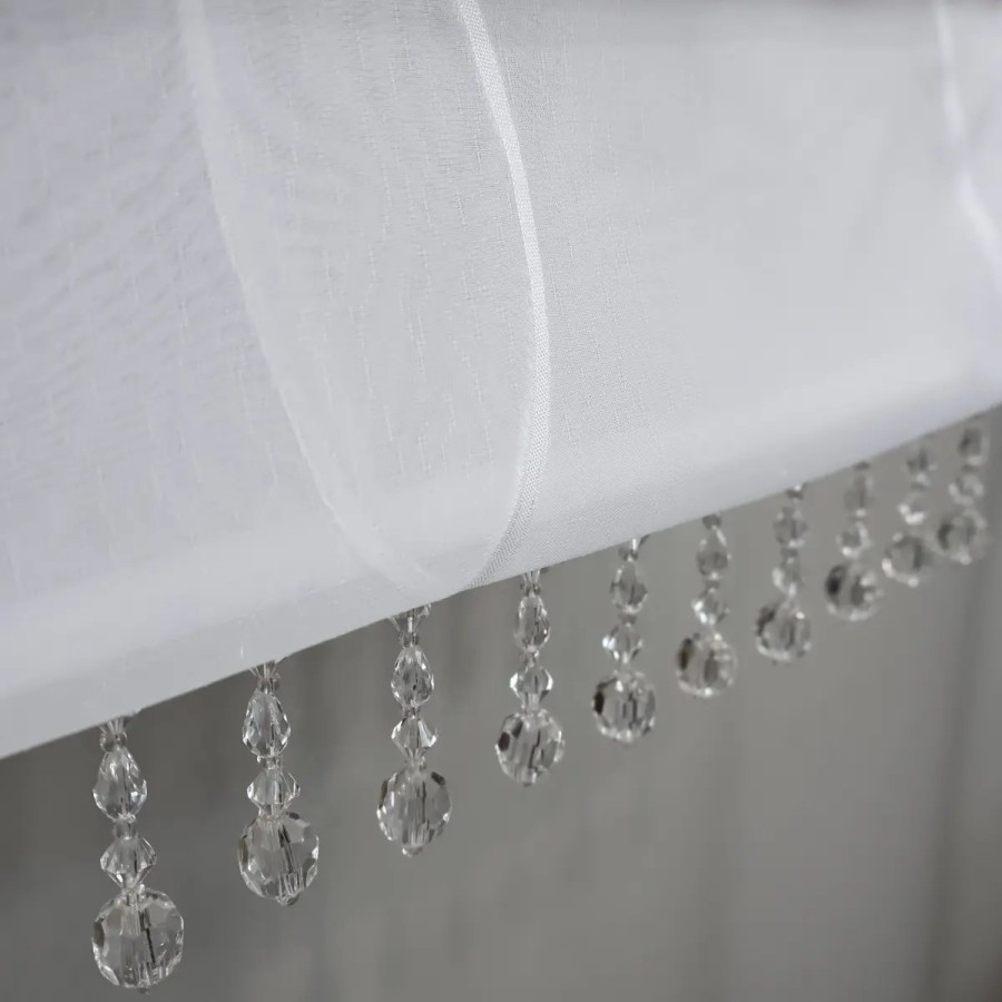 Firana panelowa biała roletka z koralikami 377 – Firany – zdjęcie 3