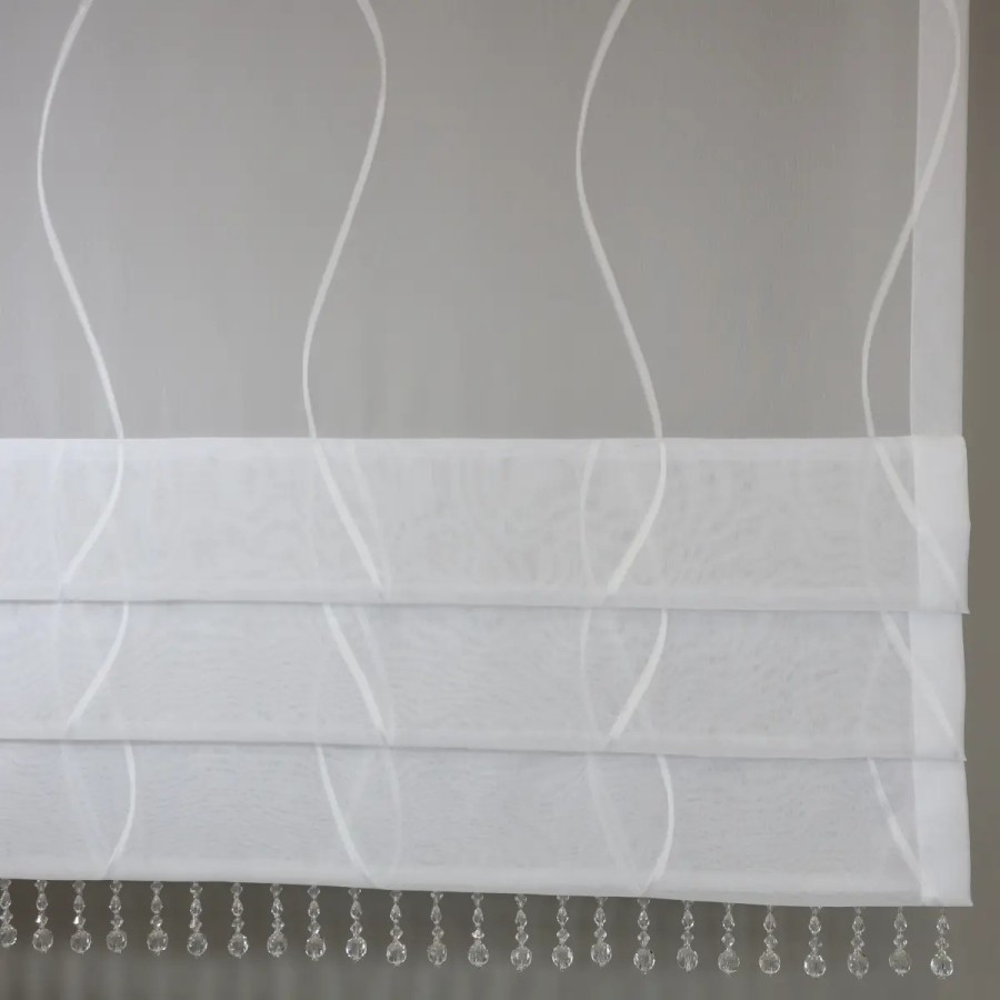 Firana panelowa biała roletka z koralikami 377 – Firany – zdjęcie 1