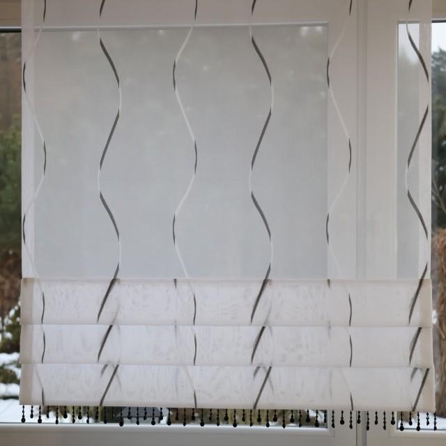 Firana panelowa biało-szara z koralikami 374 – Firany – zdjęcie 5